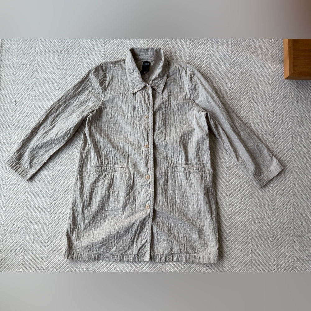 Eileen Fisher Organic Cotton Jacket in Beige sz xL